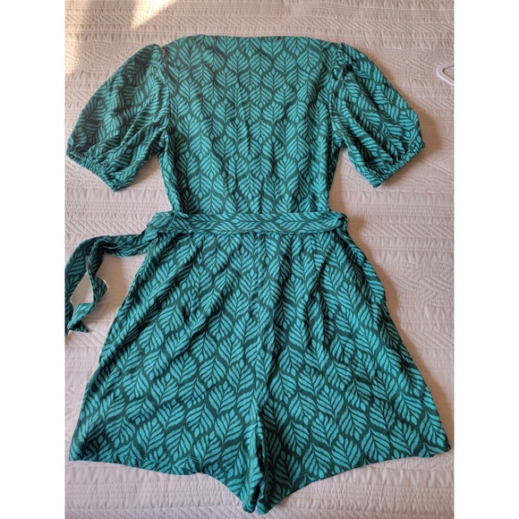 Boden Ruby Jersey Romper in Palm Leaf Patterned Jumpsuit Tie Waist Pockets US 2R - Picture 5 of 15